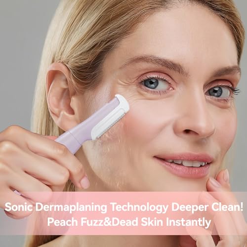 Sonic Dermaplane Razor for Women - Facial Exfoliator with LED Light