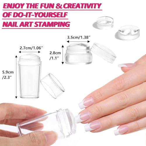 French Tip Nail Stamper Set - 4 Silicone Stamps & Scrapers for Manicure & Nail Art