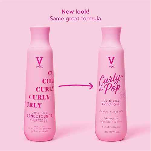 V&Co. Beauty Curly Pop Curl Defining Conditioner ? Sulfate Free & Paraben Free Hydrating Hair Care with Peptides, Amino Acids & Jojoba Oil for Moisture, Frizz Control & Curl Definition ? 12 fl oz