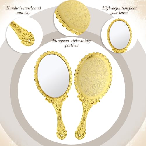 Vintage Handheld Mirror 12 Pack - 9.8" Embossed Floral Makeup