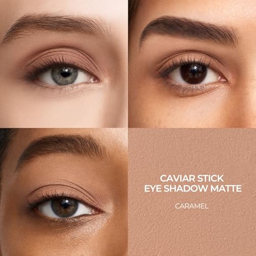 Laura Mercier Caviar Stick Cream Eyeshadow: Matte Finish, 24HR Wear, Long Lasting, Rich Color, Easily Blendable and Buildable, Waterproof, Caramel + Caviar Extravagant Mascara Bundle