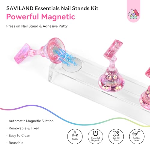 SAVILAND Magnetic Nail Stand - Holds 15 Press On Nails
