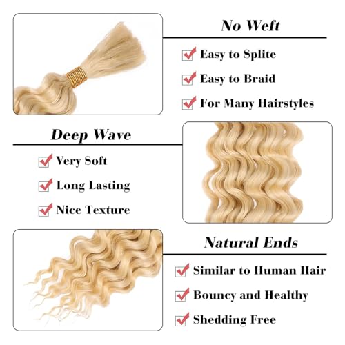 613 Blonde Deep Wave Braiding Hair 28 Inch 100g Bundle