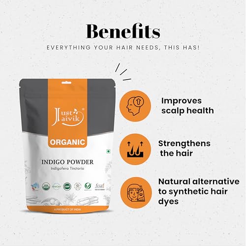 Just Jaivik 100% Organic Indigo Powder for Hair Dye - 227g