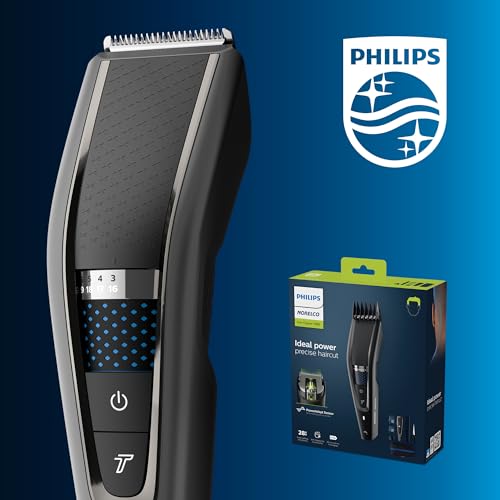 Norelco Philips Hair Clipper 7000 Series, Hair and Beard Trimmer, Precision Dial, PowerAdapt Sensor, Trim-and-Flow, DualCut, DuraPower, 28 Length Settings, 90 Min. Runtime, Model HC7650/40