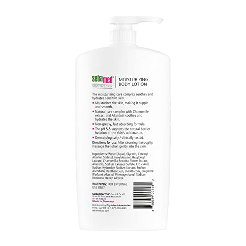 SEBAMED Moisturizing Body lotion pH 5.5 for Sensitive Skin Hypoallergenic Dermatologist Recommended Hydrating Moisturizer 33.8 Fluid Ounces (1 Liter)