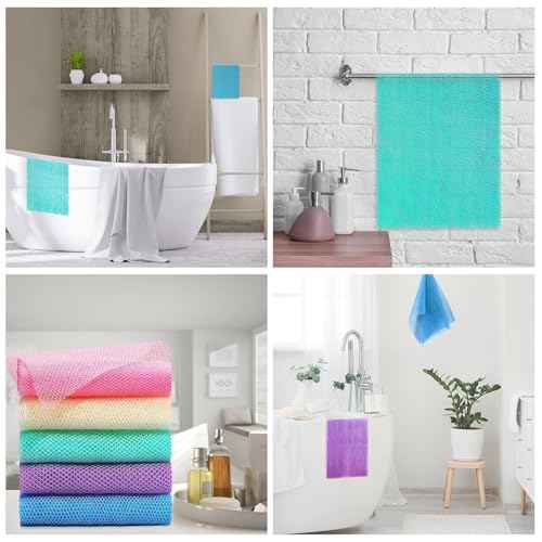 UJFQBH 5 Pieces African Bath Sponge African Net Long Net Bath Sponge Exfoliating Shower Body Scrubber Back Scrubber Skin Smoother,Great for Daily Use (Purple, Pink, Green, Blue, White)