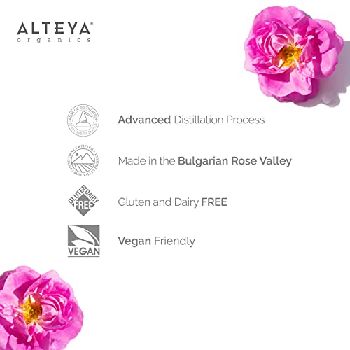 Alteya Organics Rose Water Natural Facial Toner, 8.5 Fl Oz/250mL Pure Bulgarian Rosa Damascena Flower Water, Award-Winning Moisturizer BPA-Free Bottle with Reducer