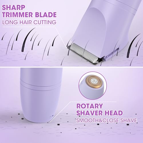 Bikini Trimmer Electric Razors for Women,3 in 1 Body Hair Removal Kit for Face,Pubic,Arm, Leg, Armpit, Bikini Trimmer,Painless IPX6 Waterproof Rechargeable Portable Lady Shavers Wet & Dry Gifts