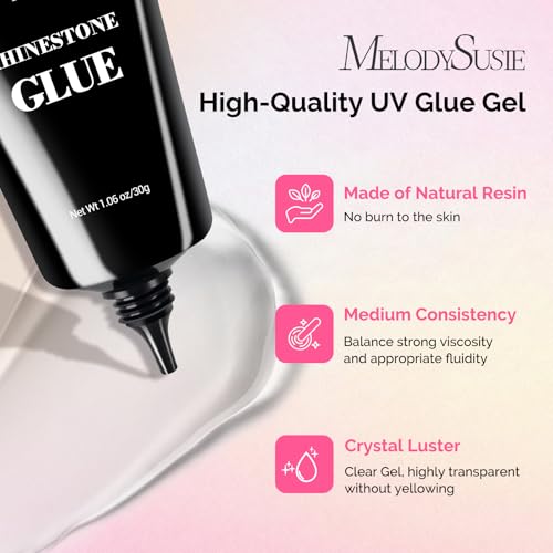 MelodySusie Rhinestone Gel Nail Glue for 3D Sculpting & Charms, 30g UV/LED
