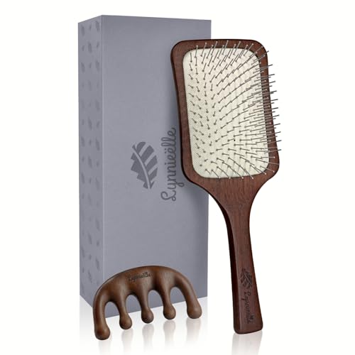 Wooden Scalp Massager Brush with Metal Bristles for Hair Growth