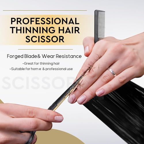 JASON 6-Inch Professional Hair Cutting Scissors Set Black & Gold – 10-Piece Barber Shears