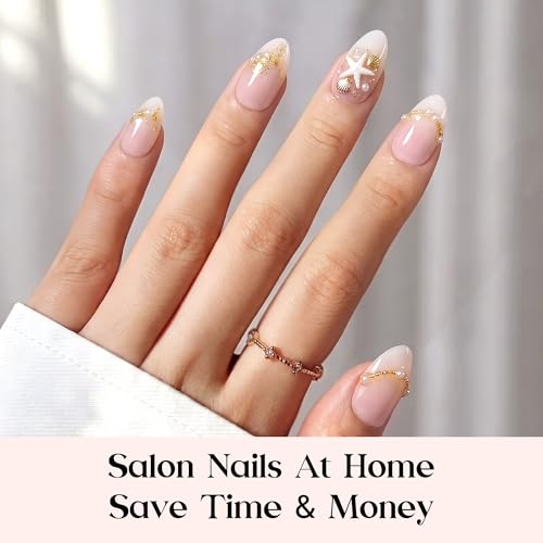 Beetles Short Almond Press-On Nails - Ombre French Tip 16 Sizes - White Ombre - 224 Pack
