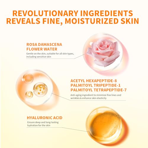 RAZUYEN Firming and Moisturizing Sheet Face Masks with Hyaluronic Acid and Peptides, Reduce Fine Lines and Wrinkles, Hydrating & Anti-Aging Essence Mask, Facial Skin Care (Pack of 10)