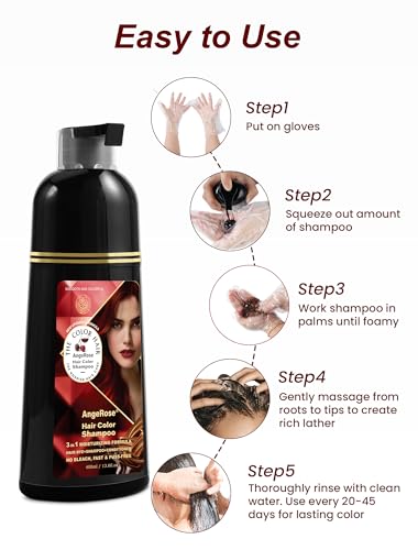 Wine Red Hair Dye Shampoo - 3-in-1 Gray Coverage, 400ML