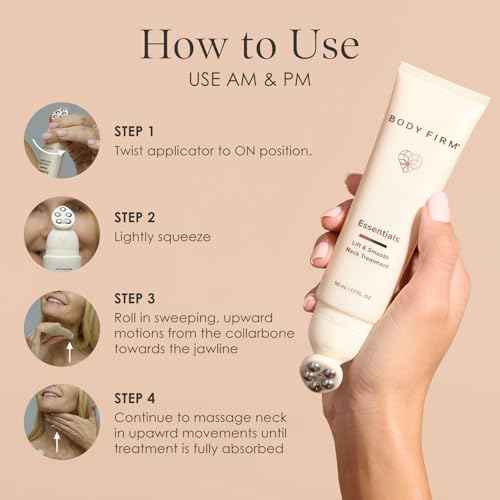 BODY FIRM Crepe Erase Lift & Smooth Neck Serum, Firming Neck Cream & Anti Aging Serum With TruFirm Technology, Peptides, Caffeine & Vitamin B3, Skin Care For Women, Roller Ball Applicator, 1.7 FL Oz