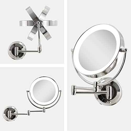 Zadro 11" LED Wall Mounted Makeup Mirror 10X/1X Shaving Mirror Plug in or Battery Operated Vanity Mirrors for Wall (Large | 10X/1X | 11" x 14.5", Chrome)