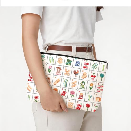Blue Leaves Mahjong Tile Bag – Canvas Organizer for American Tiles