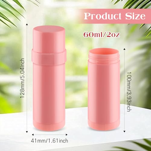 20 Pcs 60ml/2oz Deodorant Containers Plastic Refillable Deodorant Holder Twist Up Top Filling Stick Tube for DIY Body Lotion Sunscreen Balm - Pink