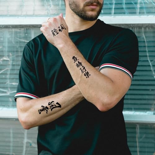 Chinese Character Temporary Tattoos - 30 Sheets Waterproof Fake Tattoos