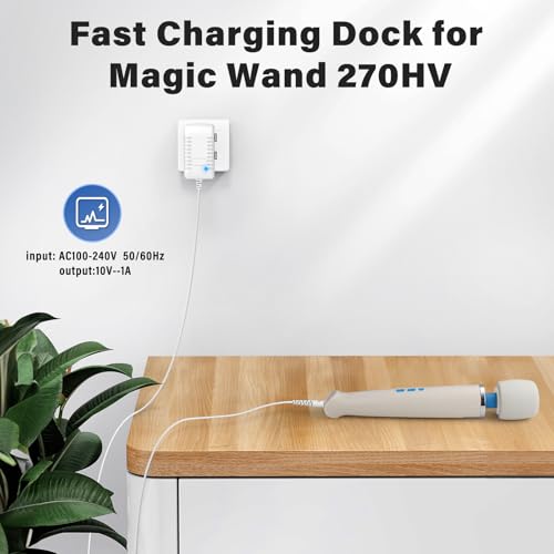 Replacement Charger Cord Compatible with Magic Wand HV-270, Power Cord Charging Cable for Magic Wand HV-270 Massager (White)