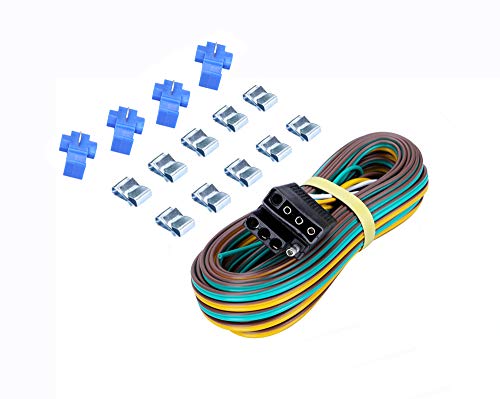 MaxxHaul 4-Pin Flat Trailer Wiring Harness Kit 25' Male and 4' Female [18 Gauge Color Coded Wires] for Utility & Boat Trailer Wire Kits Blue