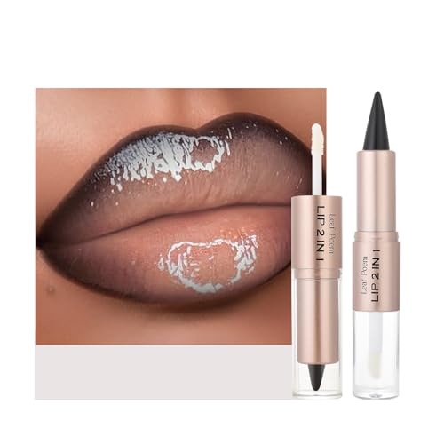 BAISEN DIARY 2-in-1 Double-Ended Matte Lip Liner & Gloss Duo - Cool Nude Brown