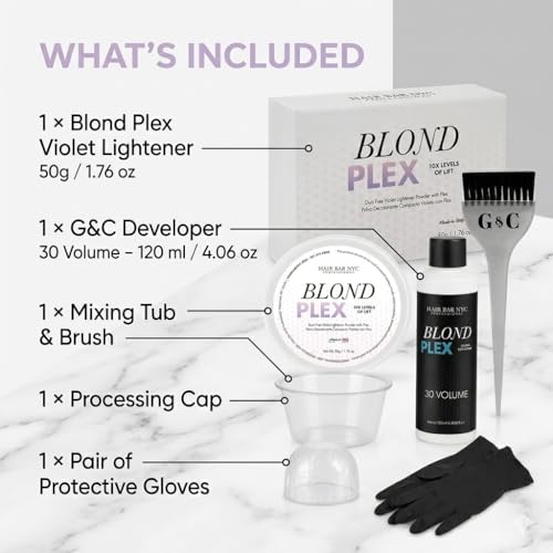 Hair Bar NYC Blond Plex 10X Lightener Kit with Violet Developer