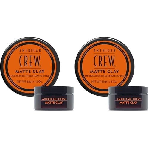 AMERICAN CREW Men's Hair Matte Clay,Like Hair Gel with Medium/High Hold,3 oz,(Pack of 2)