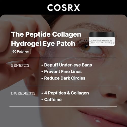 COSRX Advanced Snail Mucin Hydrogel Eye Patch + Peptide Collagen Hydrogel Eye Patch, Korean Skin Care