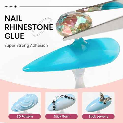 3d Nail Sculpting Gel Set: Clear White Solid Builder Gel for Nails, Nail Rhinestone Glue for 3d Nails Art Sculpture Molding Carving Extension All-in-1 Kit for Home DIY Manucure