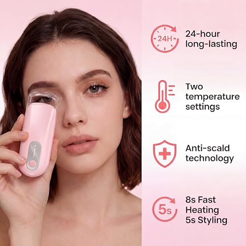 Heated Eyelash Curler - 24-Hour Curl, Anti-Scald, Mini Design