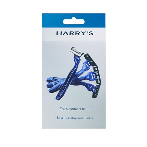 Harry's Men's Disposable Razors, 3-Blade Razors with Lubricating Strip and Pivoting Head, 4 Count (Pack of 2)