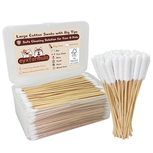 Dog Ear Cleaning Cotton Swabs – 400 Pack, 6" Bamboo