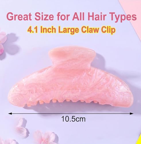 Large Hair Claw Clips 4.1 Inch - 3 Pack Acrylic