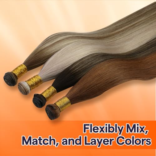 Full Shine 22" Human Hair Weft Extensions Remy Straight Ash Blonde 60G