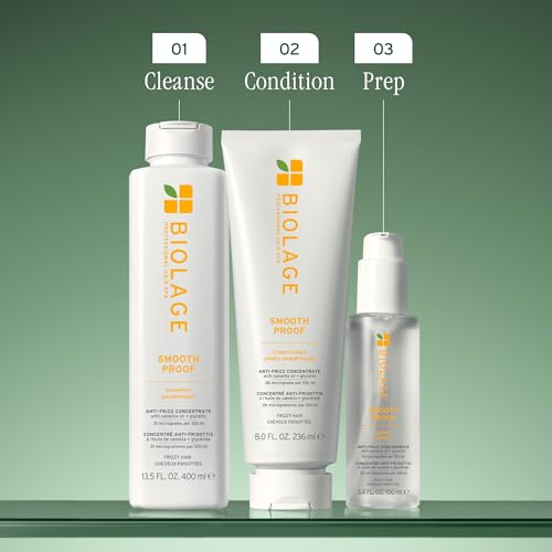 Biolage Smooth Proof Shampoo - Gently Cleanses and Adds Shine, Nourishes, Moisturizes & Tames Frizz, For All Frizzy Hair Types, With Camellia Oil & Glycerin, Vegan & Paraben-Free, 13.5 Fl Oz