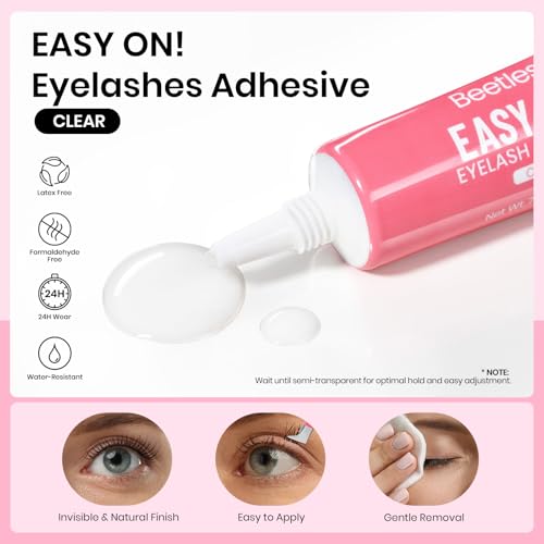 Beetles Lash Clusters Kit Natural Eyelash Clusters Kit 70pcs Individual Lash Extension Kit 10-14mm False Eyelash Extension Kit Lash Clear Adhesive, Brush and Tweezers DIY Lash Kit Sincerity KNS001