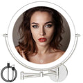10" Wall Mounted Makeup Mirror with Light, 3000mAh Rechargeable Double Sided 1X / 7X Magnifying Vanity Mirror, 3 Color Lights Touch Dimmable 360¡Æ Rotation Bathroom Mirror, Chrome