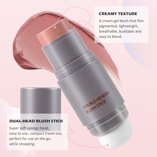 Boobeen Double-Head Cream Blush Stick - Long-Lasting Cheek & Lip Tint