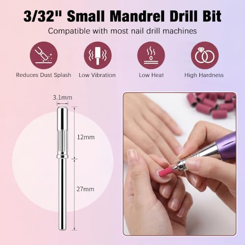 Mini Sanding Bands Nail Drill Set, 100pcs 80-240 Grit