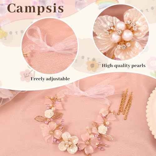 Campsis LED Flower Girl Headpiece, Purple Floral Crystal Light up Headband, Leaf Bridal Wedding Hair Accessories for Girls