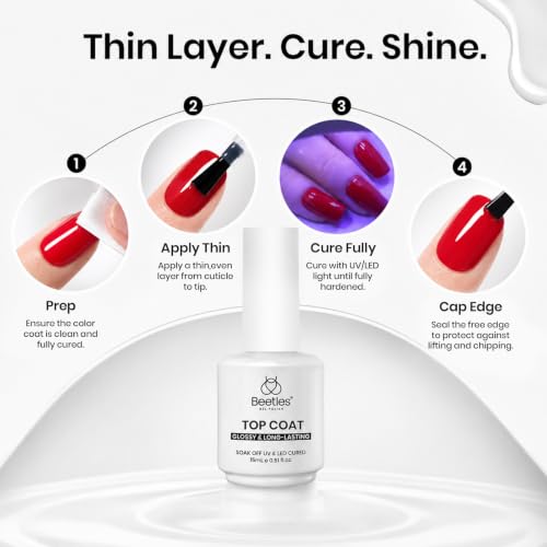 Beetles Extra Glossy No Wipe Gel Top Coat 2 pcs 15ml - B-Clear-2