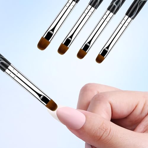 French Manicure Brush Set with Dotting Tools - 4 Sizes for Nail Art