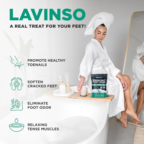 Lavinso Tea Tree Oil Foot Soak with Epsom Salt for Sore Feet & Calluses - 1 lb