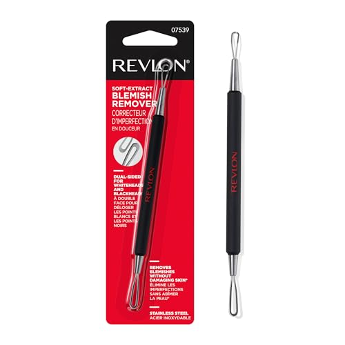 Revlon Soft-Touch Blemish Remover, Pore Extractor for Blackheads, Whiteheads, and Comedones, Pimple Popper Tool, Dual-Sided, Made of Stainless Steel, 1 Count
