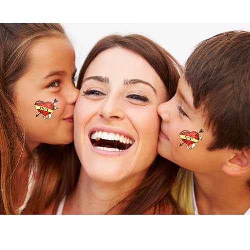 Mom Heart Temporary Tattoo/Pack of 10 / Traditional Tattoo Style/Perfect For Mother's Day/Removable