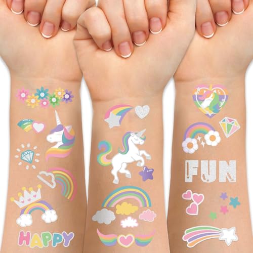 Temporary Unicorn Tattoos for Kids - 4 Pack Waterproof