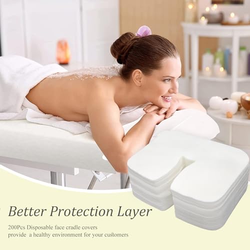 Disposable Face Cradle Covers 200-Pack - Ultra Soft Spa Massage Headrest Covers