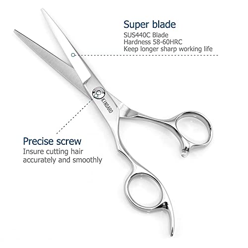 KINSARO Left Hand Hair Cutting Scissors 6 Inch Japan 440C Steel Professional Shears